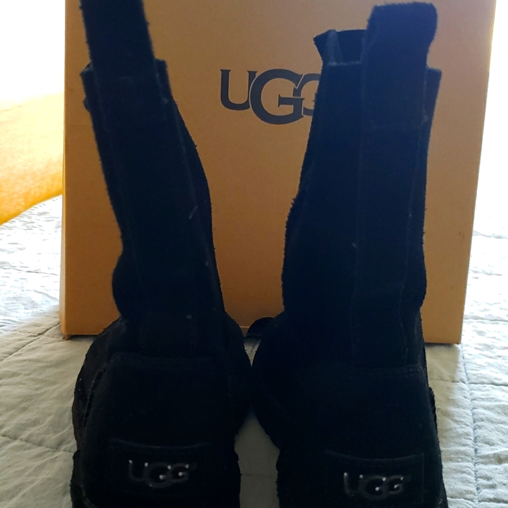 UGG Australia black unlined leather ankle boots